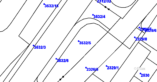 Parcela st. 3532/5 v KÚ Tuřany, Katastrální mapa