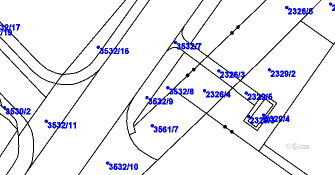 Parcela st. 3532/8 v KÚ Tuřany, Katastrální mapa