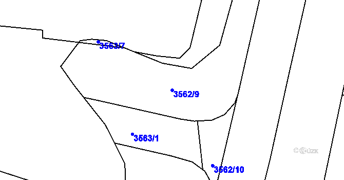 Parcela st. 3562/9 v KÚ Tuřany, Katastrální mapa