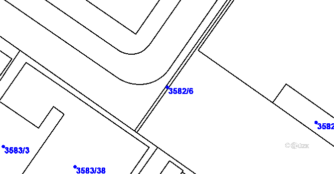 Parcela st. 3582/6 v KÚ Tuřany, Katastrální mapa