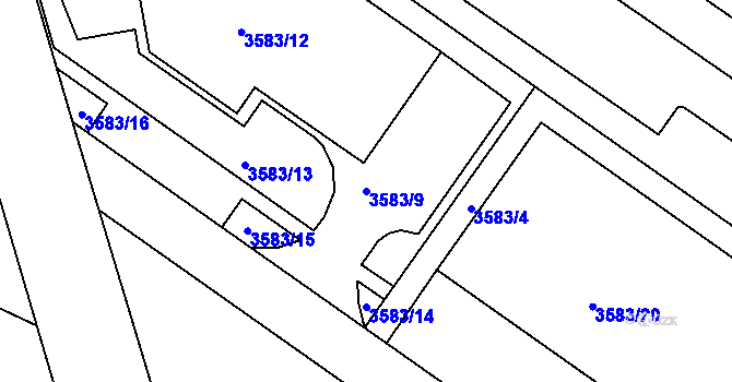 Parcela st. 3583/9 v KÚ Tuřany, Katastrální mapa