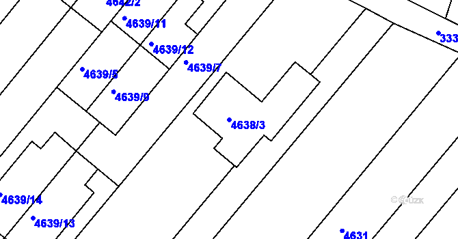 Parcela st. 4638/3 v KÚ Tuřany, Katastrální mapa