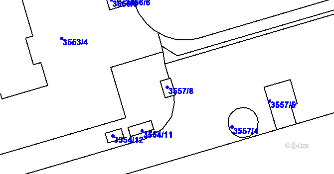 Parcela st. 3557/8 v KÚ Tuřany, Katastrální mapa