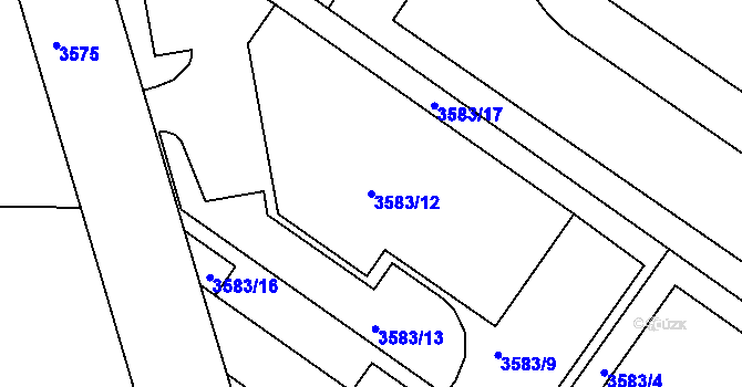 Parcela st. 3583/12 v KÚ Tuřany, Katastrální mapa