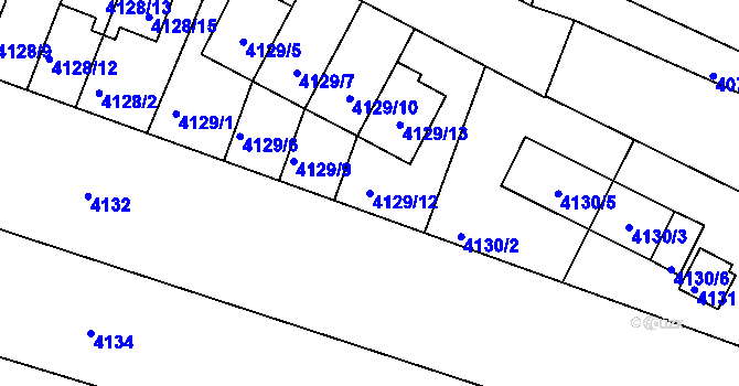 Parcela st. 4129/12 v KÚ Tuřany, Katastrální mapa