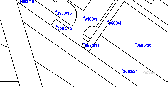 Parcela st. 3583/14 v KÚ Tuřany, Katastrální mapa