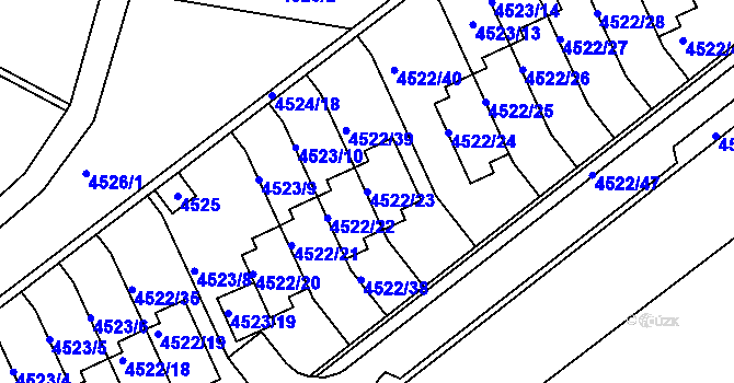 Parcela st. 4522/23 v KÚ Tuřany, Katastrální mapa