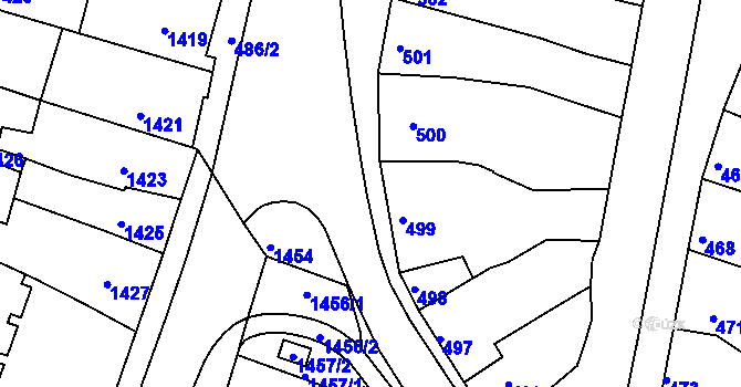 Parcela st. 486/6 v KÚ Tuřany, Katastrální mapa