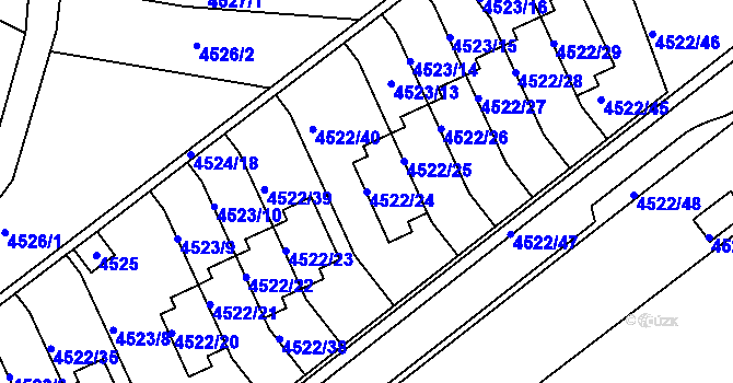 Parcela st. 4522/24 v KÚ Tuřany, Katastrální mapa