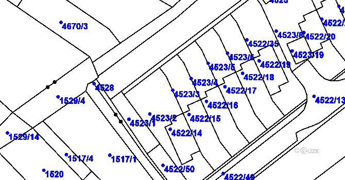 Parcela st. 4523/3 v KÚ Tuřany, Katastrální mapa