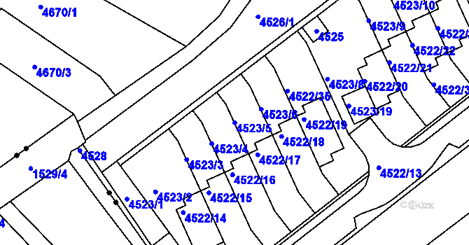 Parcela st. 4523/5 v KÚ Tuřany, Katastrální mapa