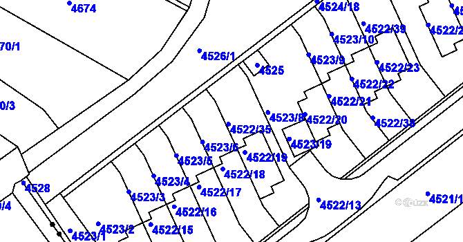 Parcela st. 4523/7 v KÚ Tuřany, Katastrální mapa