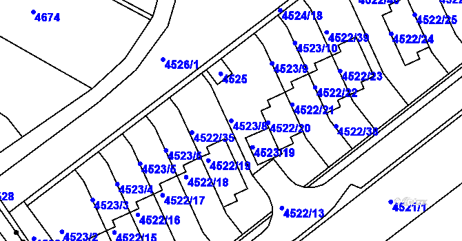 Parcela st. 4523/8 v KÚ Tuřany, Katastrální mapa