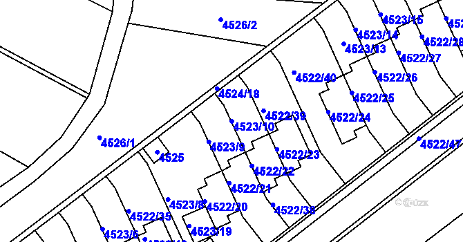 Parcela st. 4523/10 v KÚ Tuřany, Katastrální mapa