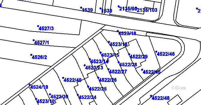 Parcela st. 4523/15 v KÚ Tuřany, Katastrální mapa