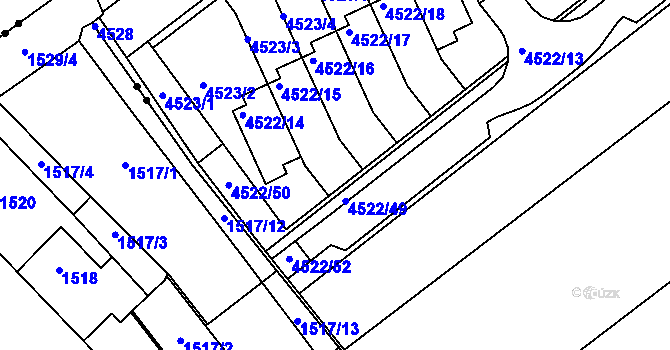 Parcela st. 4522/31 v KÚ Tuřany, Katastrální mapa
