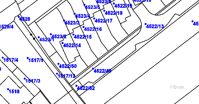 Parcela st. 4522/32 v KÚ Tuřany, Katastrální mapa