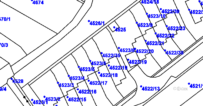 Parcela st. 4522/35 v KÚ Tuřany, Katastrální mapa