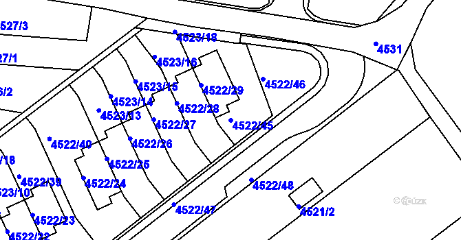 Parcela st. 4522/45 v KÚ Tuřany, Katastrální mapa