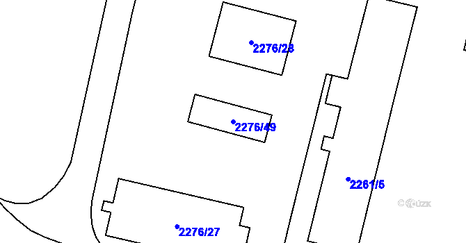 Parcela st. 2276/49 v KÚ Tuřany, Katastrální mapa