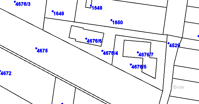Parcela st. 4676/4 v KÚ Tuřany, Katastrální mapa