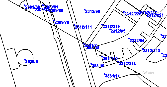 Parcela st. 3531/7 v KÚ Tuřany, Katastrální mapa