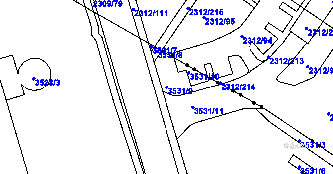 Parcela st. 3531/9 v KÚ Tuřany, Katastrální mapa