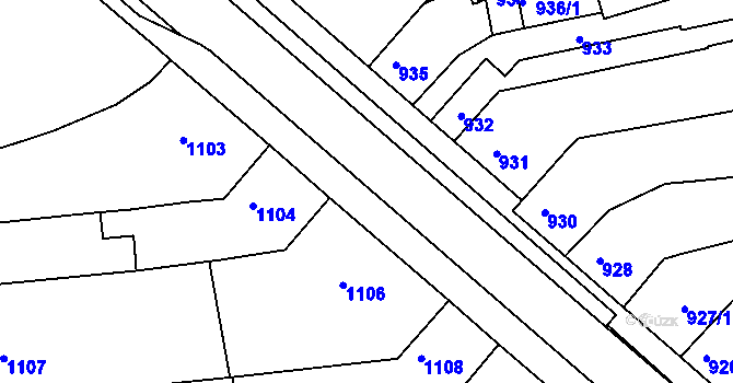 Parcela st. 1094/6 v KÚ Tuřany, Katastrální mapa