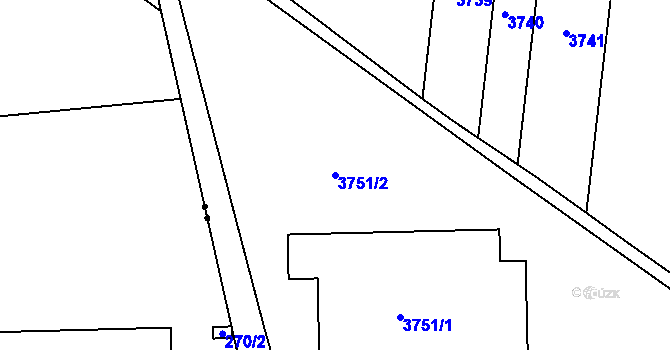 Parcela st. 3751/2 v KÚ Tuřany, Katastrální mapa