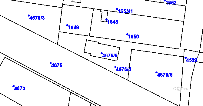 Parcela st. 4676/6 v KÚ Tuřany, Katastrální mapa