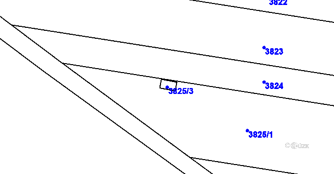 Parcela st. 3825/3 v KÚ Tuřany, Katastrální mapa