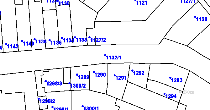 Parcela st. 1132/1 v KÚ Tuřany, Katastrální mapa
