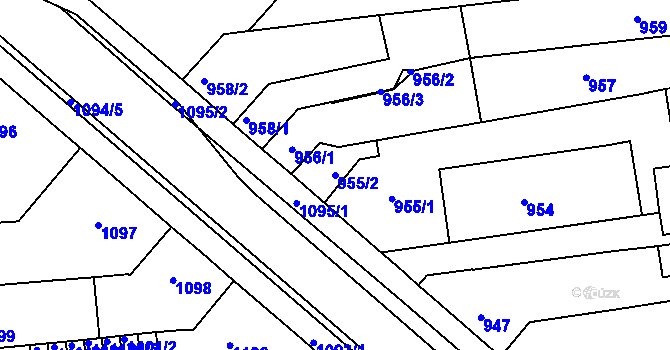 Parcela st. 955/2 v KÚ Tuřany, Katastrální mapa