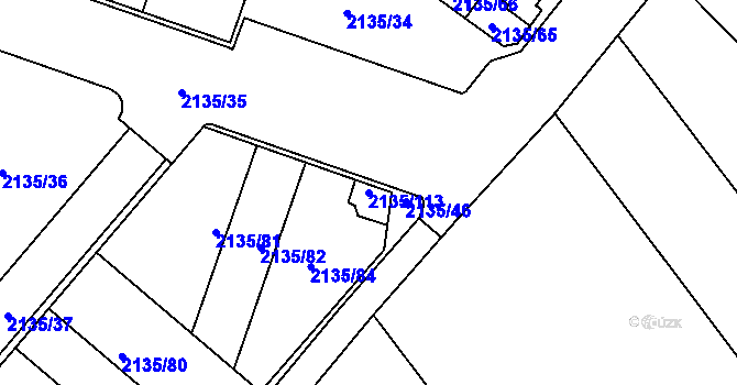 Parcela st. 2135/113 v KÚ Tuřany, Katastrální mapa