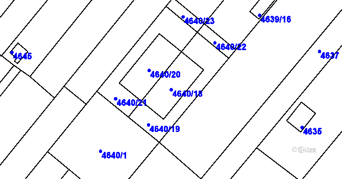 Parcela st. 4640/18 v KÚ Tuřany, Katastrální mapa