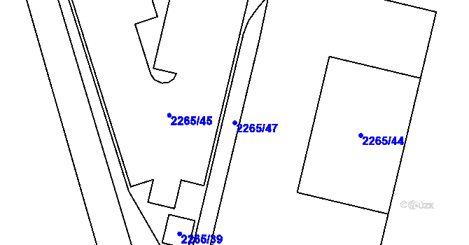 Parcela st. 2265/47 v KÚ Tuřany, Katastrální mapa