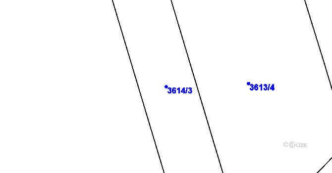 Parcela st. 3614/3 v KÚ Tuřany, Katastrální mapa