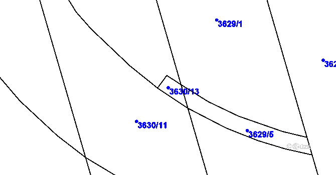 Parcela st. 3630/13 v KÚ Tuřany, Katastrální mapa