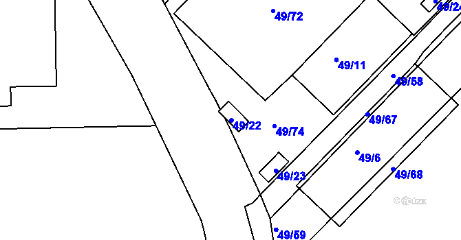 Parcela st. 49/22 v KÚ Brněnské Ivanovice, Katastrální mapa