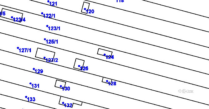 Parcela st. 124 v KÚ Brněnské Ivanovice, Katastrální mapa