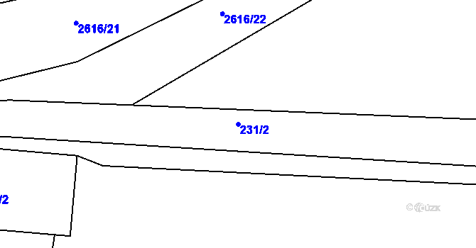 Parcela st. 231/2 v KÚ Brněnské Ivanovice, Katastrální mapa
