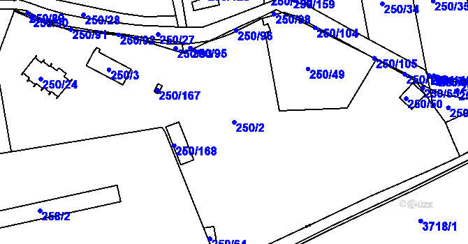 Parcela st. 250/2 v KÚ Brněnské Ivanovice, Katastrální mapa