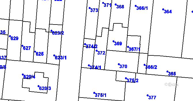 Parcela st. 372 v KÚ Brněnské Ivanovice, Katastrální mapa