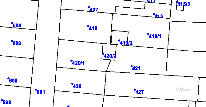 Parcela st. 420/2 v KÚ Brněnské Ivanovice, Katastrální mapa