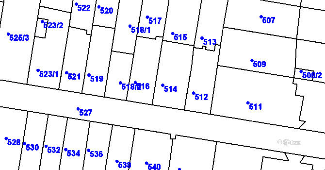 Parcela st. 514 v KÚ Brněnské Ivanovice, Katastrální mapa