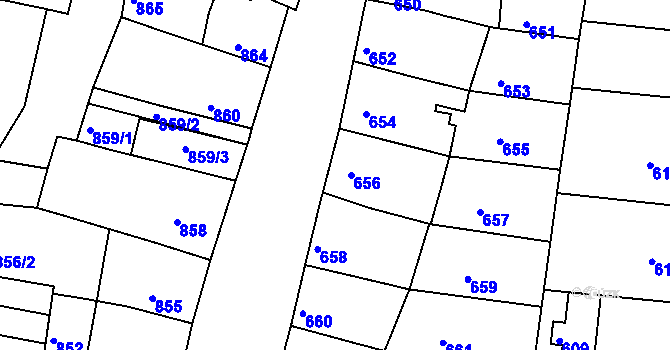 Parcela st. 656 v KÚ Brněnské Ivanovice, Katastrální mapa