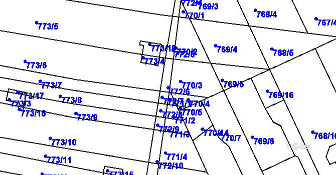 Parcela st. 772/6 v KÚ Brněnské Ivanovice, Katastrální mapa