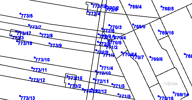 Parcela st. 772/9 v KÚ Brněnské Ivanovice, Katastrální mapa