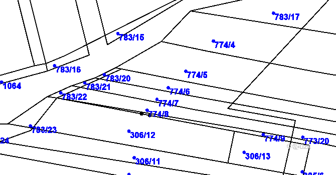 Parcela st. 774/6 v KÚ Brněnské Ivanovice, Katastrální mapa