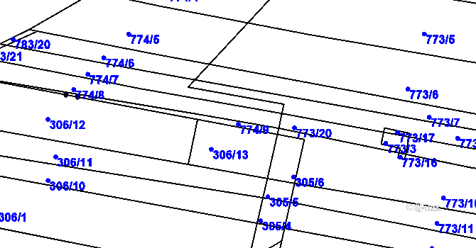 Parcela st. 774/9 v KÚ Brněnské Ivanovice, Katastrální mapa